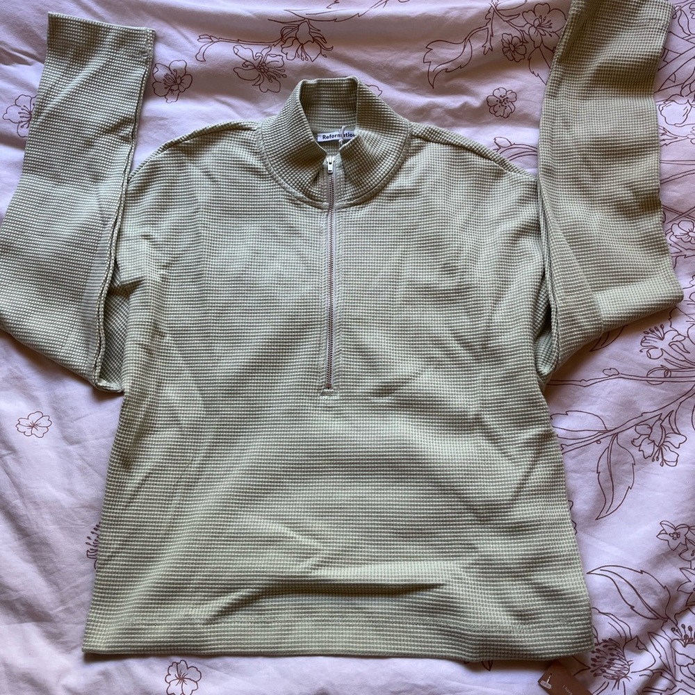 Reformation Yale Waffle Zip (Lemon)